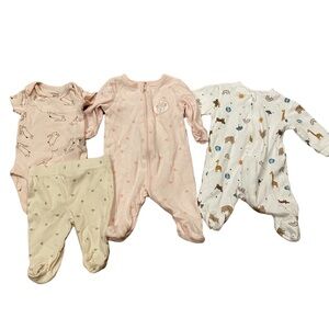 Newborn Girl Sleeper Onesie Pants Lot Disney Carters Pink Baby Clothes 4/$20 🛑